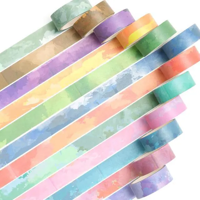 Alt view image 2 of 7 - YUBX Watercolor Washi Tape Set 12 Pastel Colors Masking Decorative Tapes