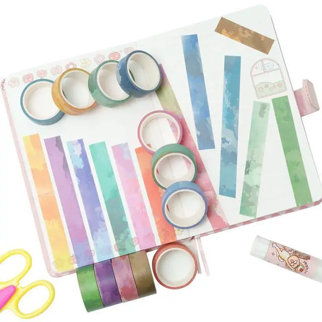 Alt view image 7 of 7 - YUBX Watercolor Washi Tape Set 12 Pastel Colors Masking Decorative Tapes