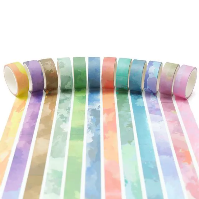 Alt view image 3 of 7 - YUBX Watercolor Washi Tape Set 12 Pastel Colors Masking Decorative Tapes