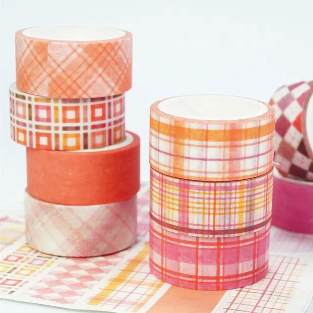 Alt view image 4 of 7 - YUBX Basic Grid Washi Tape Set 12 Rolls Pink Plaid Masking Decorative Tapes