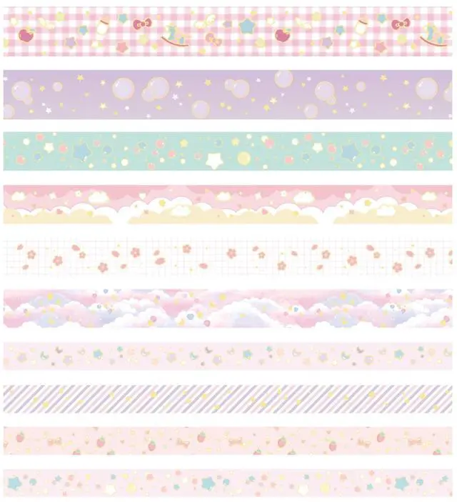 Alt view image 4 of 6 - Pink Creative Washi Tape Set 10 Rolls Gold Foil Print Decorative Masking Tapes for Arts, DIY Crafts, Journals, Planners, Scrapbook, Wrapping