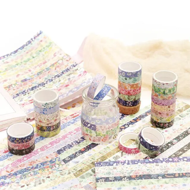 Alt view image 2 of 7 - Flowers Washi Tape Pack 50 Rolls Floral Printed Masking Tape Plants Decorative for Arts, DIY Crafts, Journal Supplies, Planners, Scrapbook, Card/Gift Wrapping