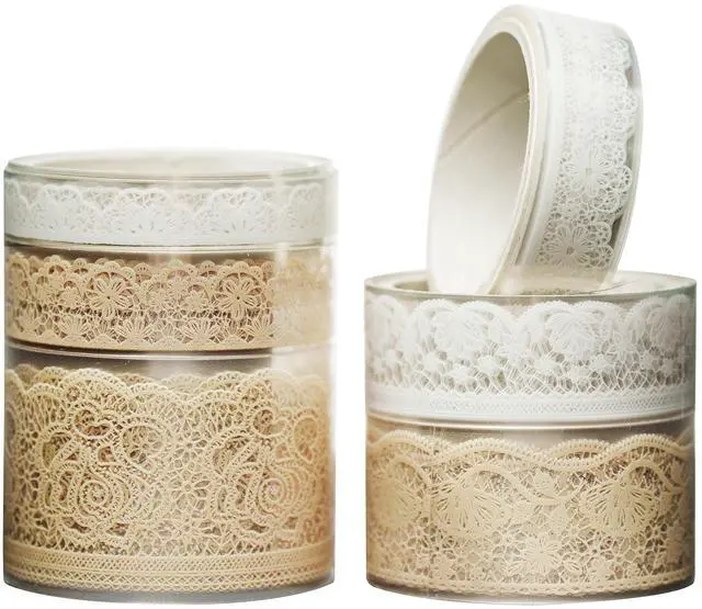 Main image of 6 Rolls Lace Patterns PET Tapes Floral Arts Decorative Tape Set Adhesive Transparent Masking Tapes for DIY Craft, Kids, Scrapbook, DIY, Gift Wrapping, Journal (Tranquil Dew)