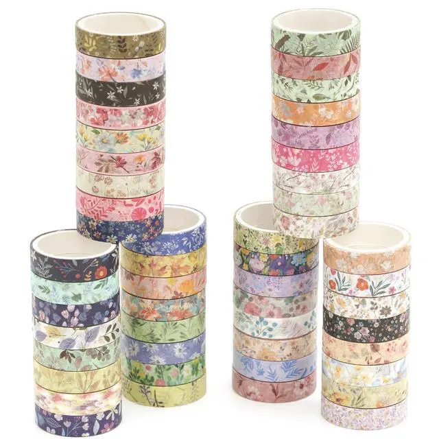 Alt view image 3 of 7 - Flowers Washi Tape Pack 50 Rolls Floral Printed Masking Tape Plants Decorative for Arts, DIY Crafts, Journal Supplies, Planners, Scrapbook, Card/Gift Wrapping