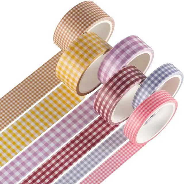 Main image of 6 Rolls Plaid Washi Tape Set Basic Grid Masking Decorative Tapes for Arts, DIY Crafts, Journals, Planners, Scrapbooking, Wrapping (Basic Plaid)