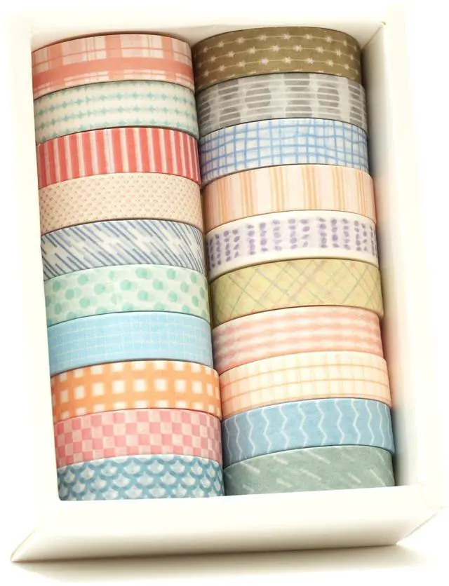Alt view image 4 of 7 - 20 Rolls Basic Washi Tape Set Japanese Arts Adhesive Tapes Simple Patterns Decorative Masking Tape Sets for Craft, Kids, Scrapbook, DIY, Gift Wrapping (Style One)