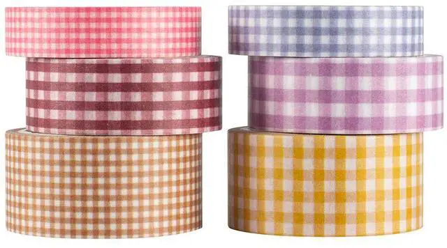 Alt view image 2 of 5 - 6 Rolls Plaid Washi Tape Set Basic Grid Masking Decorative Tapes for Arts, DIY Crafts, Journals, Planners, Scrapbooking, Wrapping (Basic Plaid)