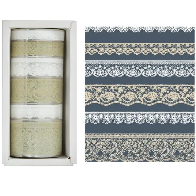 Alt view image 3 of 7 - 6 Rolls Lace Patterns PET Tapes Floral Arts Decorative Tape Set Adhesive Transparent Masking Tapes for DIY Craft, Kids, Scrapbook, DIY, Gift Wrapping, Journal (Tranquil Dew)