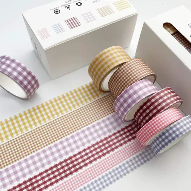 Alt view image 5 of 5 - 6 Rolls Plaid Washi Tape Set Basic Grid Masking Decorative Tapes for Arts, DIY Crafts, Journals, Planners, Scrapbooking, Wrapping (Basic Plaid)