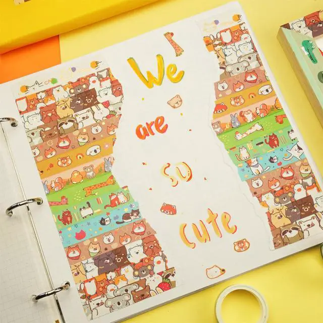 Alt view image 5 of 7 - 20 Rolls Cute Animals Washi Tape Set Gold Silver Foil Masking Cartoon Pets Decorative Tapes
