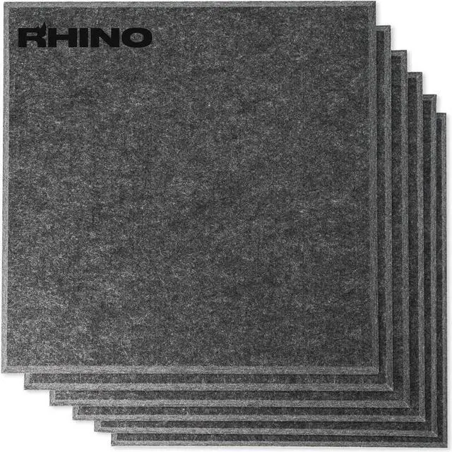 Main image of Windscreen Supply Co. 6-Pack RHINO Fireproof Acoustic Sound Proofing Wall Panels 12 in. x 12 in. Dark Gray - RHP1212D
