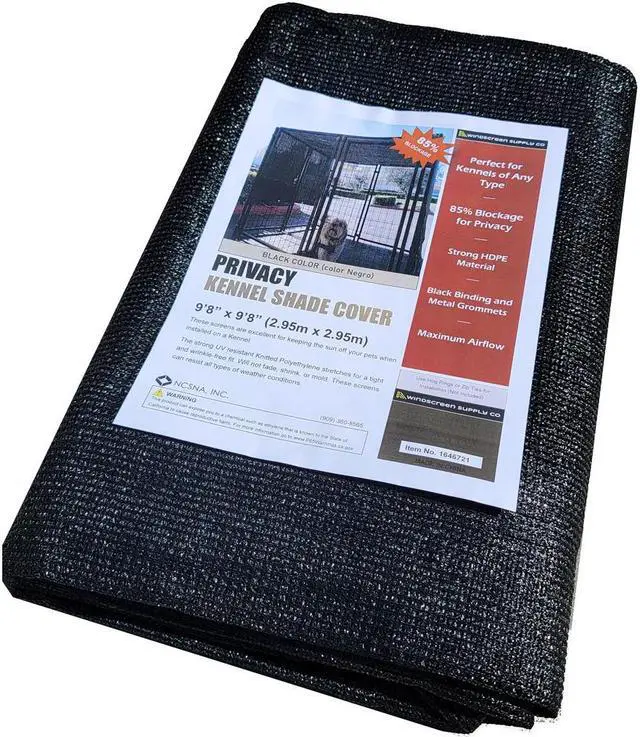 Main image of Windscreen Supply Co. Heavy Duty Kennel Shade Cover 10 ft. x 10 ft. 85% Sunlight Blockage Black - PS1010BLK
