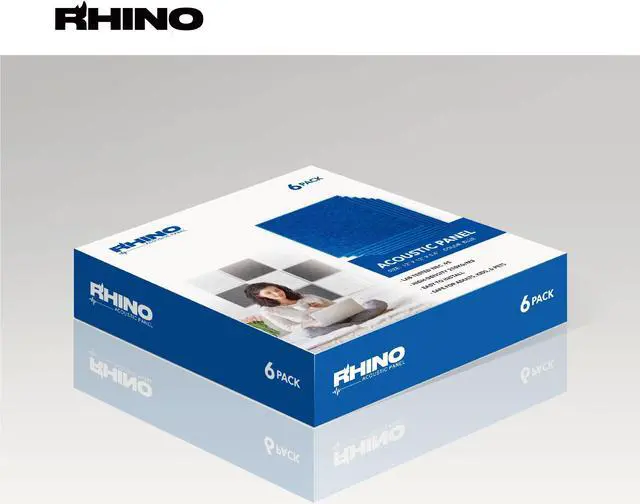 Alt view image 5 of 7 - Windscreen Supply Co. 6-Pack RHINO Fireproof Acoustic Sound Proofing Wall Panels 12 in. x 12 in. Blue - RHP1212E