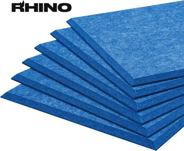 Alt view image 3 of 7 - Windscreen Supply Co. 6-Pack RHINO Fireproof Acoustic Sound Proofing Wall Panels 12 in. x 12 in. Blue - RHP1212E