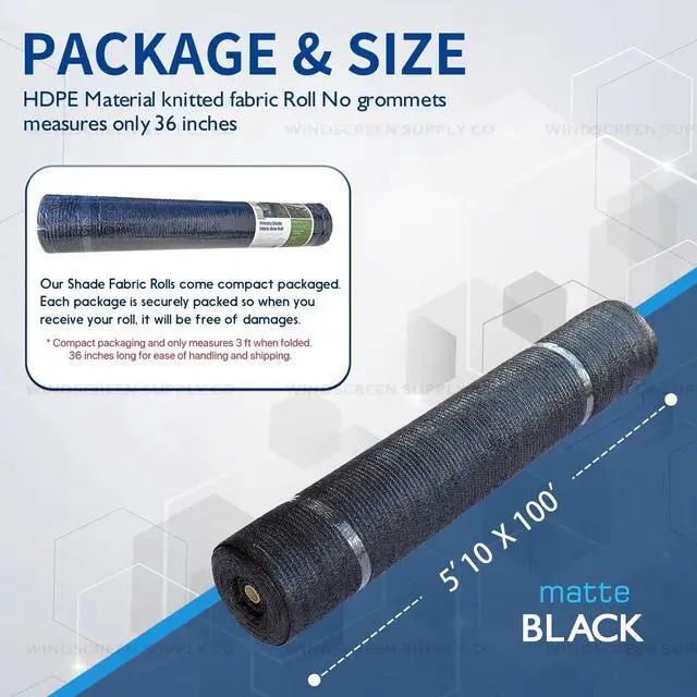 Alt view image 6 of 6 - Windscreen Supply Co. Heavy Duty Mesh Privacy Shade Raw Roll 5 ft. 10 in. x 100 ft. 60% Blockage Black - PS6160BLK