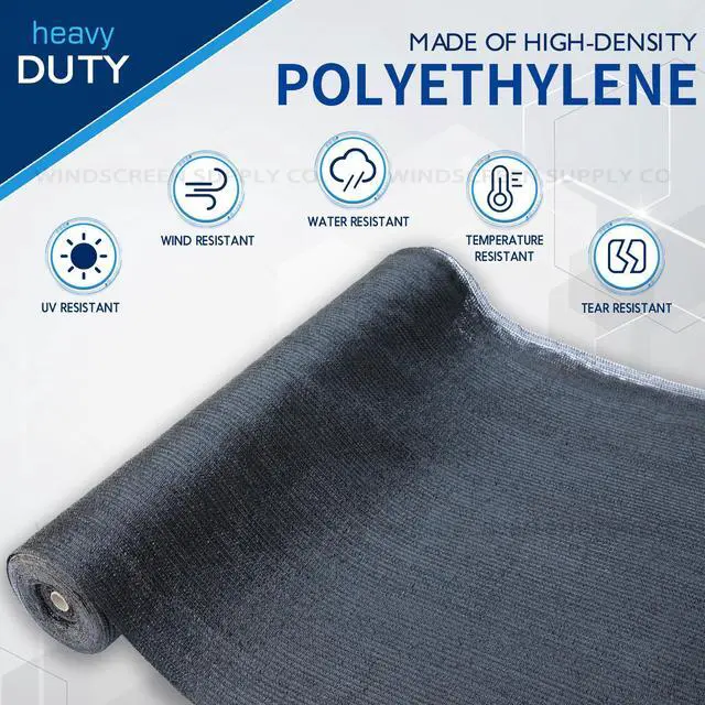 Alt view image 2 of 6 - Windscreen Supply Co. Heavy Duty Mesh Privacy Shade Raw Roll 5 ft. 10 in. x 100 ft. 60% Blockage Black - PS6160BLK
