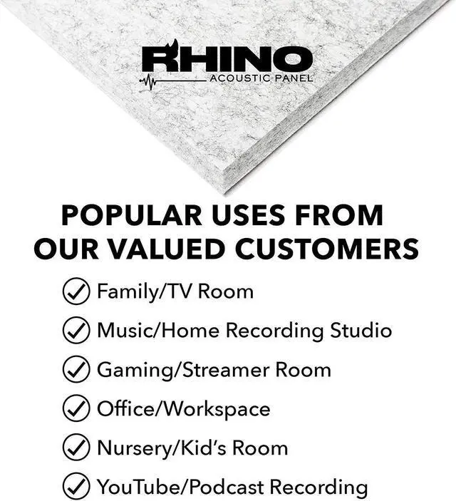 Alt view image 6 of 6 - Windscreen Supply Co. 6-Pack RHINO Fireproof Acoustic Sound Proofing Wall Panels 12 in. x 12 in. Silver - RHP1212S