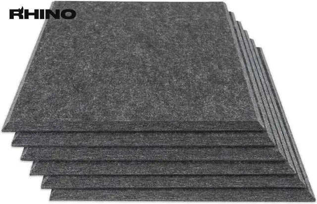 Alt view image 3 of 6 - Windscreen Supply Co. 6-Pack RHINO Fireproof Acoustic Sound Proofing Wall Panels 12 in. x 12 in. Dark Gray - RHP1212D