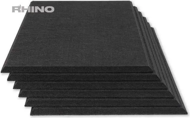 Alt view image 3 of 6 - Windscreen Supply Co. 6-Pack RHINO Fireproof Acoustic Sound Proofing Wall Panels 12 in. x 12 in. Black - RHP1212B