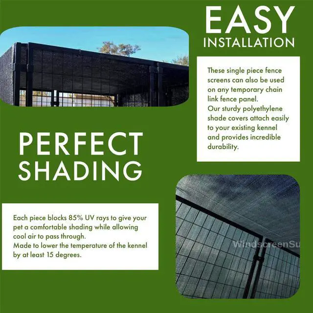 Alt view image 2 of 3 - Windscreen Supply Co. Heavy Duty Mesh Kennel Shade Cover 10 ft. x 10 ft. Green - PS1010GRN