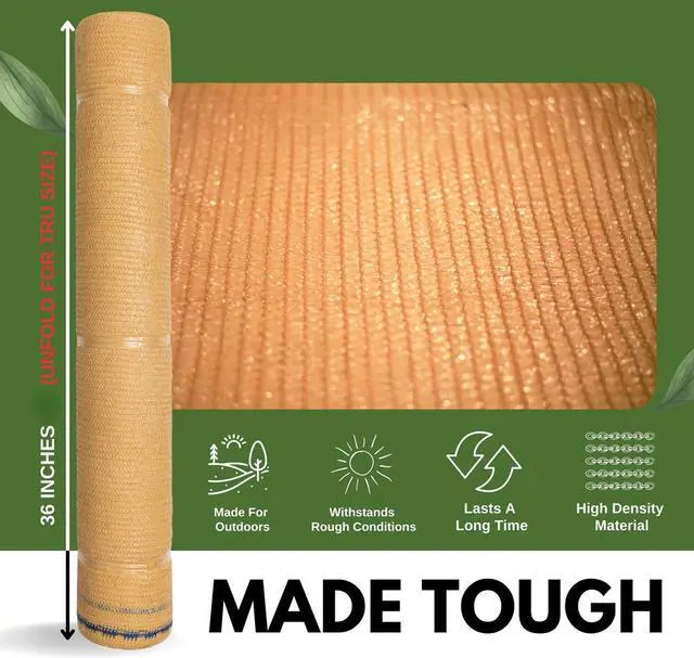 Alt view image 3 of 7 - Windscreen Supply Co. Heavy Duty Mesh Privacy Screen Shade Raw Roll 5 ft. 10 in. x 100 ft. 60% Blockage -PS6160TAN