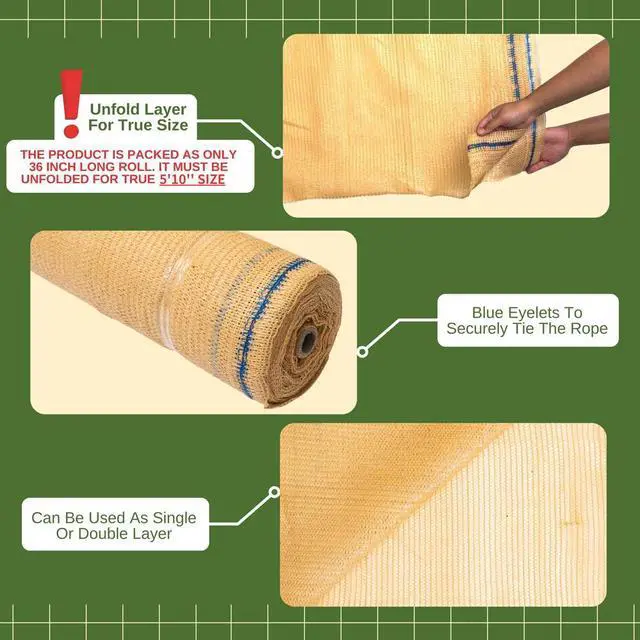 Alt view image 6 of 7 - Windscreen Supply Co. Heavy Duty Mesh Privacy Screen Shade Raw Roll 5 ft. 10 in. x 100 ft. 60% Blockage -PS6160TAN