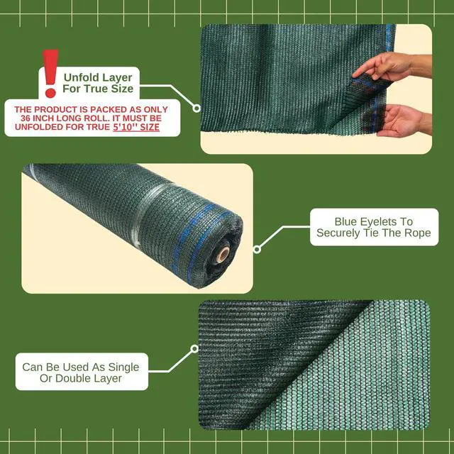 Alt view image 7 of 7 - Windscreen Supply Co. Heavy Duty Mesh Privacy Shade Raw Roll 5 ft. 10 in. x 100 ft. 60% Blockage Green - PS6160GRN