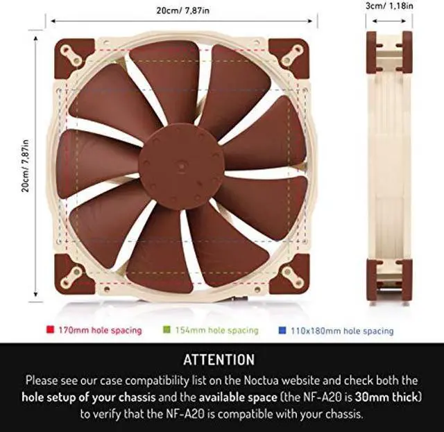 Alt view image 4 of 5 - Noctua NF-A20 PWM, Premium Quiet Fan, 4-Pin (200x30mm, Brown)