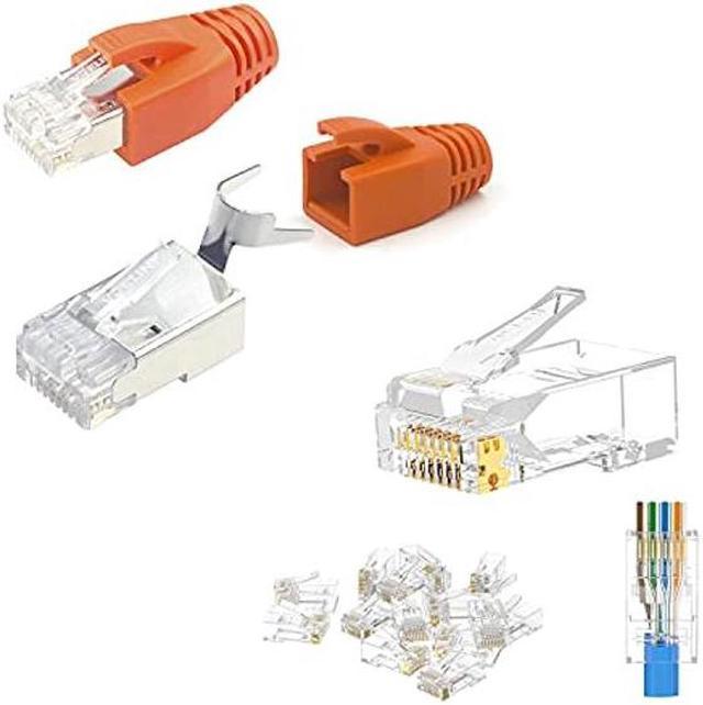 VCE 50-Pack CAT6 Pass Through Modular Plugs Bundle with 30-Pack Shielded  Cat7/Cat6a RJ45 Pass Through connectors 