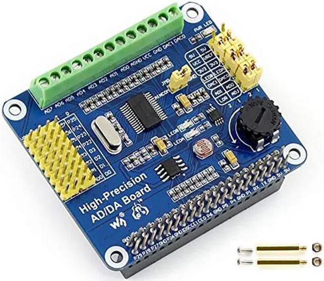 Main image of High-Precision AD/DA Expansion Board for Raspberry Pi 4B/3B+/3B/2B/Zero/W/Zero WH and Jetson Nano,Add High-Precision AD/DA Functions to Pi. Onboard ADS1256 8-CH 24bit ADC and DAC8532 2-CH 16bit DAC