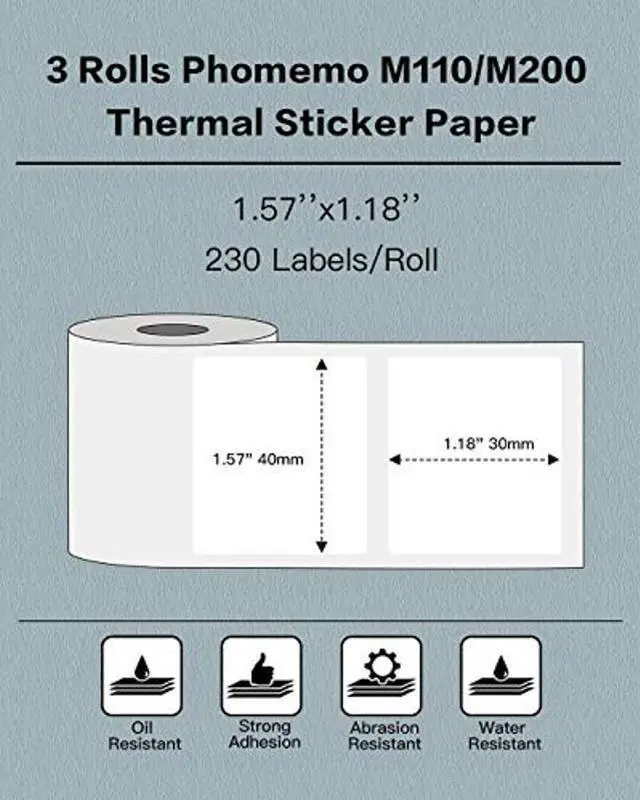 Alt view image 4 of 5 - Phomemo M110 Bluetooth Label Maker with 3 Rolls 1.57"x1.18"(40x30mm) Thermal Labels- Thermal Label Maker Printer Apply to Labeling, Office, Cable, Retail, Barcode, Compatible with Android & iOS
