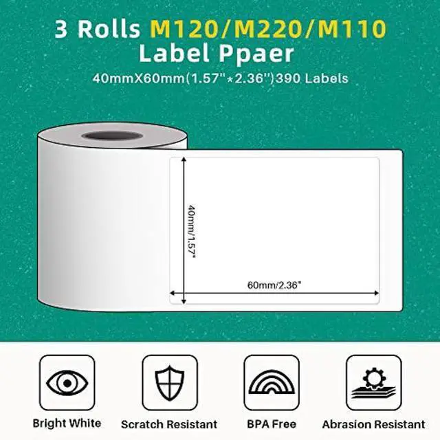 Alt view image 4 of 5 - Phomemo M120 Label Maker, Thermal Bluetooth Label Maker Barcode Label Printer, Portabel Sticker Label Maker Machine for Address, Mailing, Clothing, Barcode with 1 Roll 1.57''*2.36''(40*60mm) Label Pa