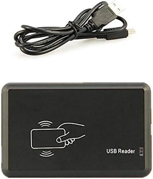 Main image of FissaiD RFID Reader Writer 125KHz (H-ID/AW-ID/EM-ID) Proximity Card Programmer w/5 Fob 5 Cards for Windows (Black)