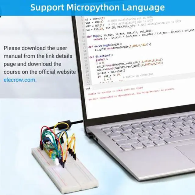 Alt view image 4 of 5 - Raspberry Pi Pico, ELECROW Sensor Advanced Kit for Programming, Pi Pico Micropython 32 Projects Lessons and 32 Modules with Detailed Tutorial for Programmer