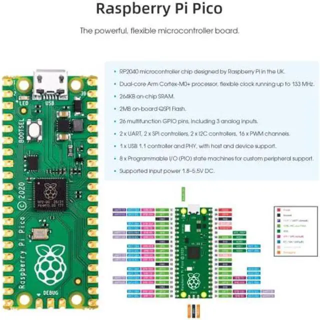 Alt view image 2 of 5 - Raspberry Pi Pico, ELECROW Sensor Advanced Kit for Programming, Pi Pico Micropython 32 Projects Lessons and 32 Modules with Detailed Tutorial for Programmer