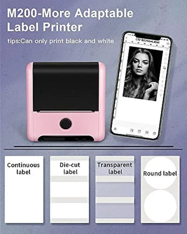 Alt view image 3 of 5 - M200 Bluetooth Label Maker, Mini Label Maker Bluetooth Compatible with iOS & Android System, Portable Printer Label Maker with 3 Rolls 50x80mm Thermal Labels, 100PCS/Roll