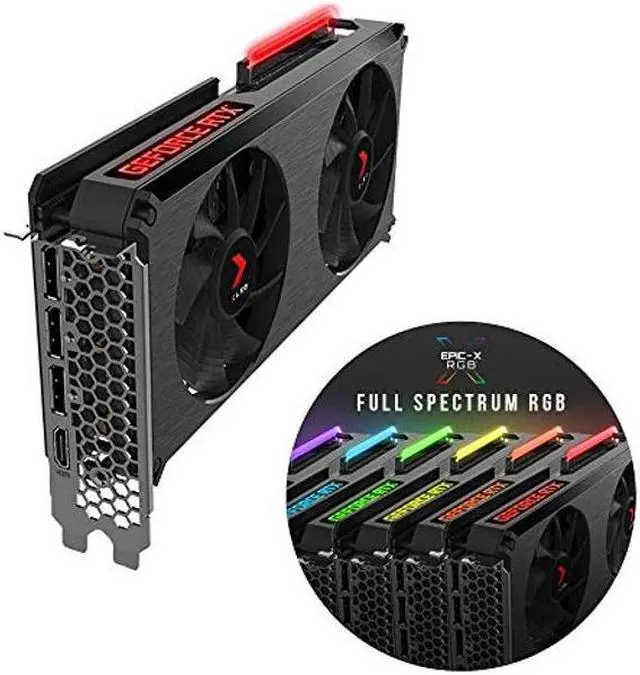Alt view image 2 of 5 - PNY GeForce RTX 3060 Ti 8GB XLR8 Gaming Revel Epic-X RGB Dual Fan Graphics Card LHR