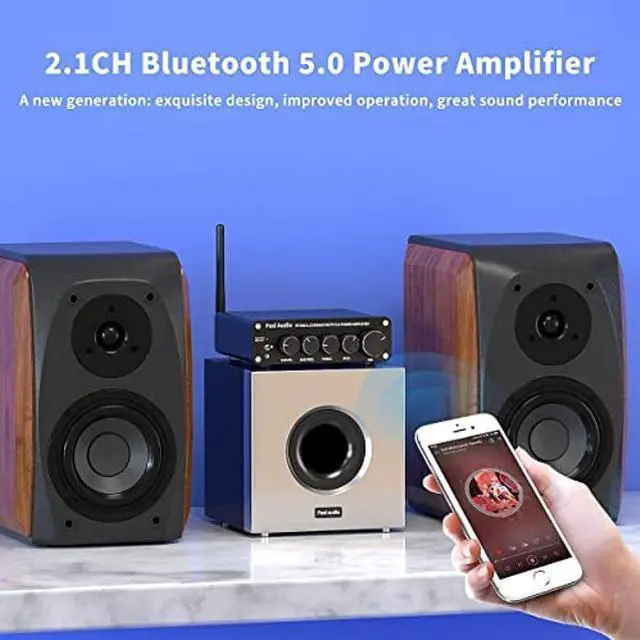 Alt view image 3 of 5 - Fosi Audio BT30D Bluetooth 5.0 Stereo Audio Receiver Amplifier 2.1 Channel Mini Hi-Fi Class D Integrated Amp 50 Watt x2+100 Watt for Home Outdoor Passive Speakers/Subwoofer Powered Subwoofer