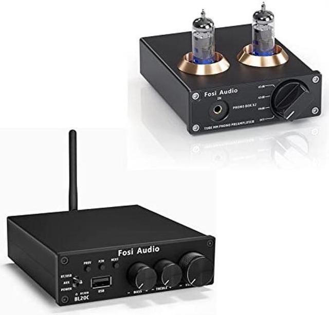 Fosi Audio BL20C 320 Watts Bluetooth 5.0 Stereo Audio Receiver Amplifier  and Fosi Audio Box X2 Phono Preamp for Turntable Preamplifier 