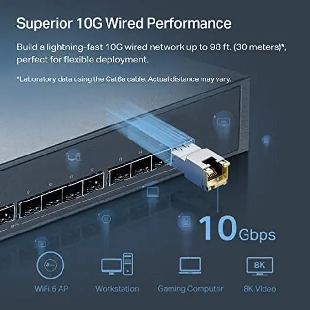 Alt view image 3 of 5 - TP-Link TL-SM5310-T | 10GBase-T RJ45 SFP+ Module | 10G Copper SFP+ Transceiver | SFP+ to Ethernet | Plug and Play | Hot Pluggable | Up to 30m distance| | Durable Metal Casing | Versatile Compatibility