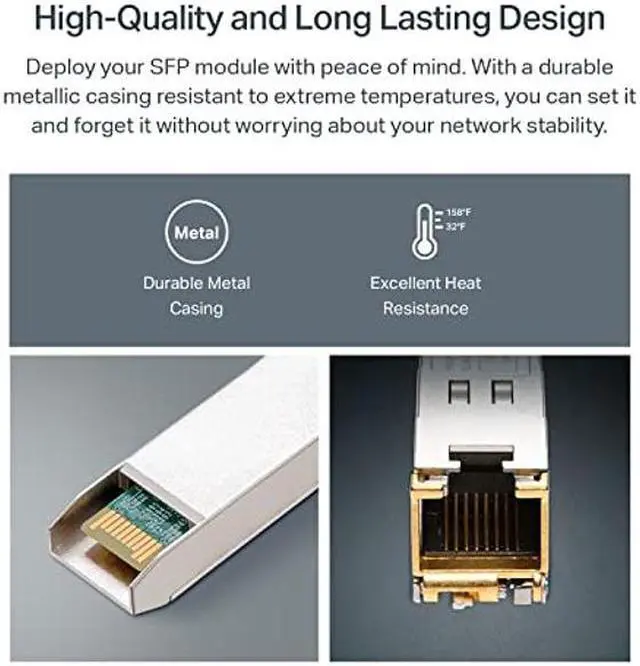 Alt view image 5 of 5 - TP-Link TL-SM5310-T | 10GBase-T RJ45 SFP+ Module | 10G Copper SFP+ Transceiver | SFP+ to Ethernet | Plug and Play | Hot Pluggable | Up to 30m distance| | Durable Metal Casing | Versatile Compatibility