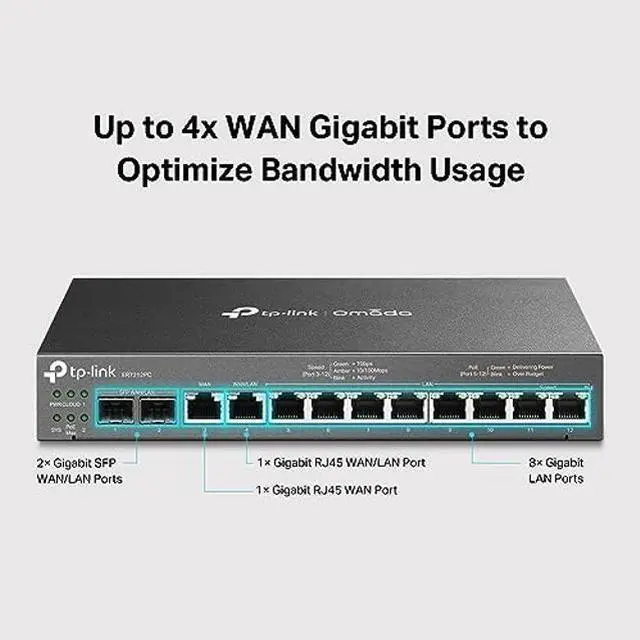 Alt view image 2 of 5 - TP-Link ER7212PC | Omada Router, PoE Switch & Controller 3-in-1 Gigabit VPN Router | Up to 4 WAN | 8 PoE+ LAN Port @ 110W | Fanless | Easy Installation | Load Balance