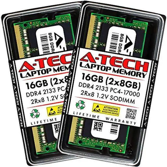 Main image of A-Tech 16GB (2x8GB) DDR4 2133MHz SODIMM PC4-17000 2Rx8 Dual Rank 260-Pin CL15 1.2V Non-ECC Unbuffered Notebook Laptop RAM Memory Upgrade Kit