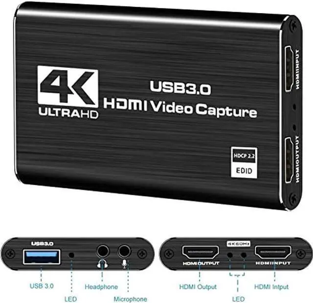 Alt view image 2 of 5 - DIGITNOW Audio Video Capture Card,4K HDMI USB 3.0 Capture Adapter Video Converter 1080P 60fps Portable Capture Device for Video Game Recording Live Streaming Broadcasting,Support PS4 Xbox One Camera
