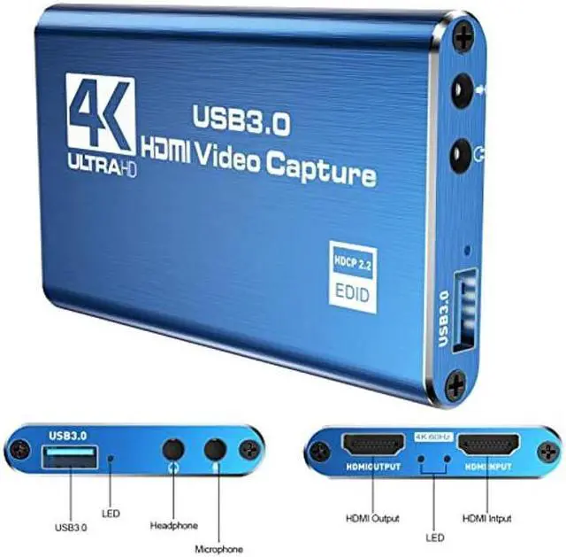 Alt view image 2 of 5 - 4K Audio Video Capture Card,USB 3.0 HDMI Video Capture Device,Video Capture Card 4K 1080P 60FPS,HDMI Capture Card Switch,Game Capture Card USB 3.0,for Living Streaming Broadcasting Video Recording