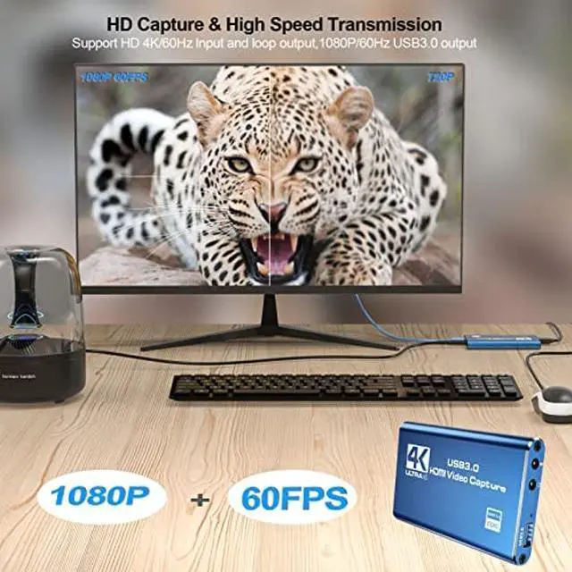 Alt view image 5 of 5 - 4K Audio Video Capture Card,USB 3.0 HDMI Video Capture Device,Video Capture Card 4K 1080P 60FPS,HDMI Capture Card Switch,Game Capture Card USB 3.0,for Living Streaming Broadcasting Video Recording