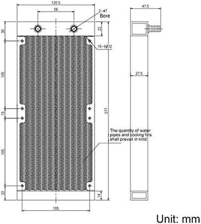 Alt view image 3 of 5 - Clyxgs Water Cooling Radiator, 12 Pipe Aluminum Heat Exchanger Radiator with Fan for PC CPU Computer Water Cool System DC12V 240mm Black