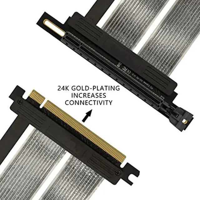 Alt view image 2 of 5 - Eagolloar PCIE 4.0 x16 Extender Riser Cable,High Speed Flexible Right Angle PCI-E Port GPU Graphic Card Extension Cable-200mm