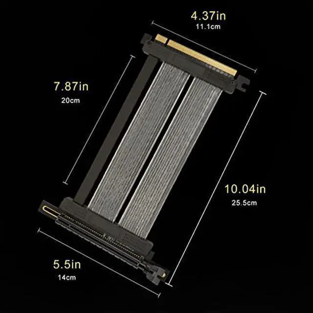 Alt view image 4 of 5 - Eagolloar PCIE 4.0 x16 Extender Riser Cable,High Speed Flexible Right Angle PCI-E Port GPU Graphic Card Extension Cable-200mm