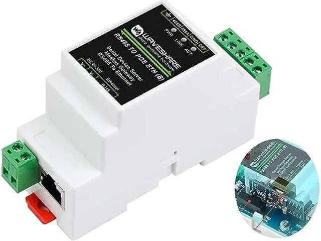 Main image of waveshare RS485 to RJ45 Ethernet with POE Function Modbus/MQTT Gateway, Bi-Directional Transparent Data Transmission Between RS485 and Ethernet, 6~36V DC Screw Terminal, or PoE Port Power Supply